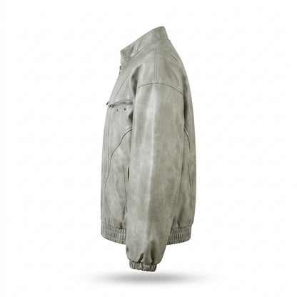 Gentleman Code - Detor | Gewaschene Weit Geschnittene Lederjacke Unisex