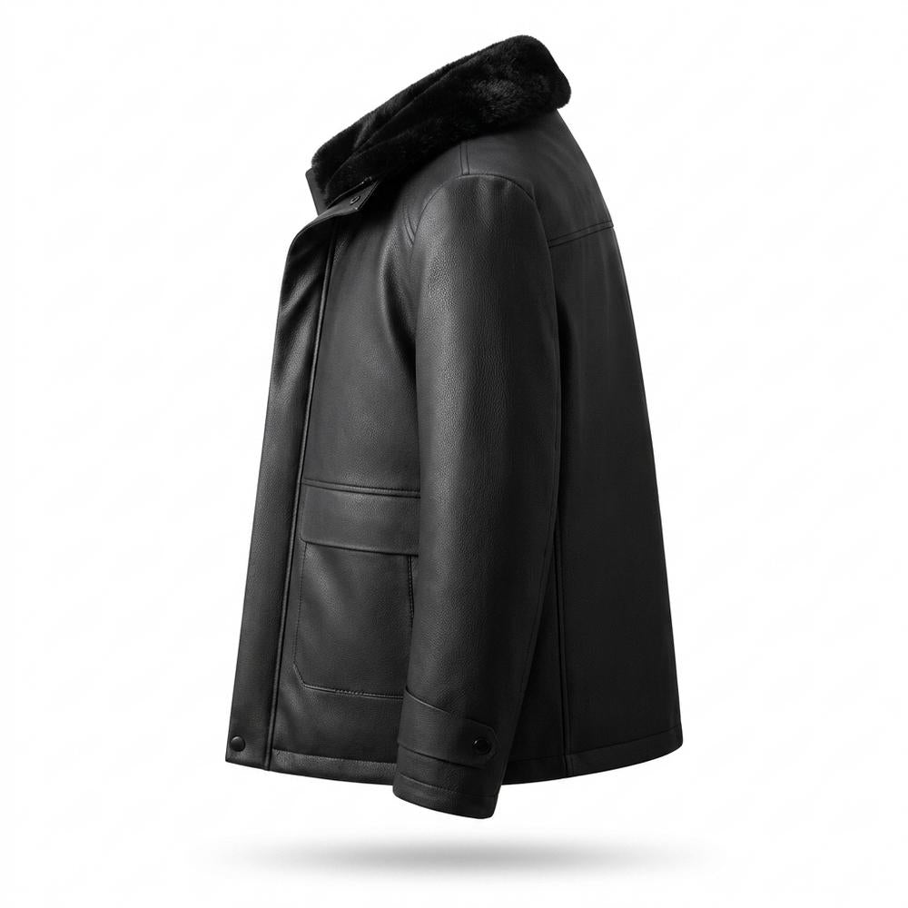 Gentleman Code - Vufod | Gefütterte Geknöpfte Lederjacke Herren