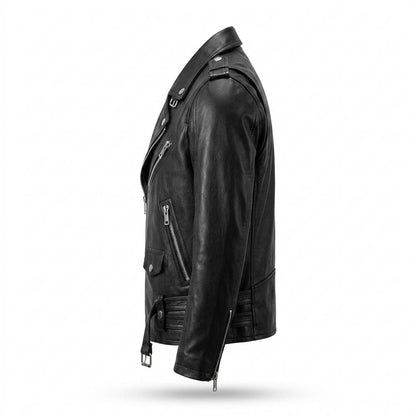 Gentleman Code - Sidok | Asymmetrische Taillierte Lederjacke Herren