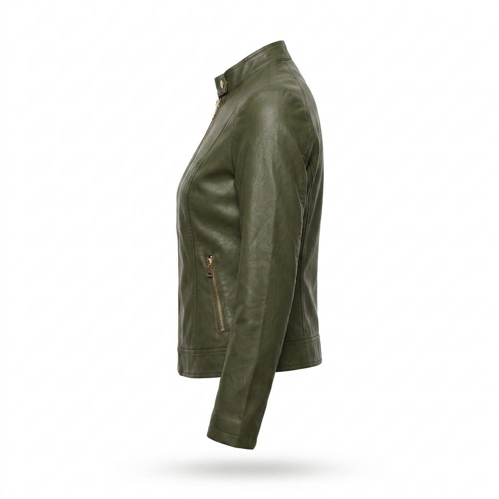 Gentleman Code - Denid | Tailliert Unifarben Lederjacke Damen