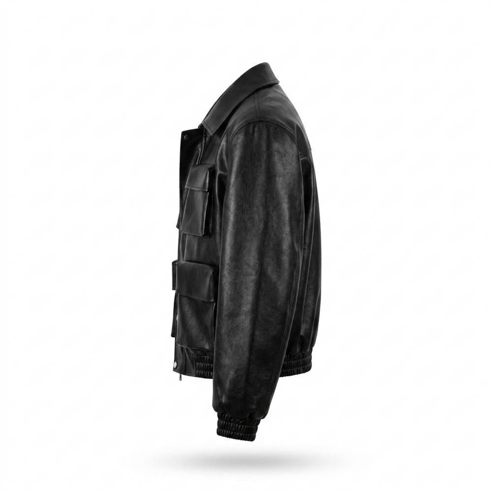 Gentleman Code - Nudam | Kurz Geschnitten Strukturiert Lederjacke Unisex