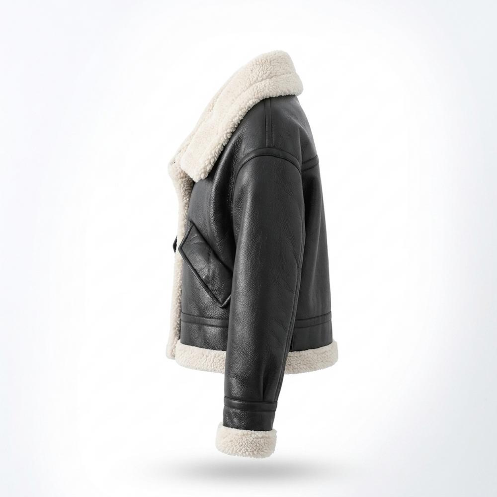 Gentleman Code - Nezid | Gefüttert Kurzgeschnitten Lederjacke Damen