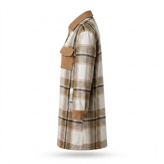 Gentleman Code - Kilor | Karierter Langgeschnittener Mantel Damen