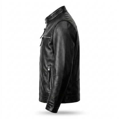 Gentleman Code - Vibar | Gekörnte Gefütterte Lederjacke Herren