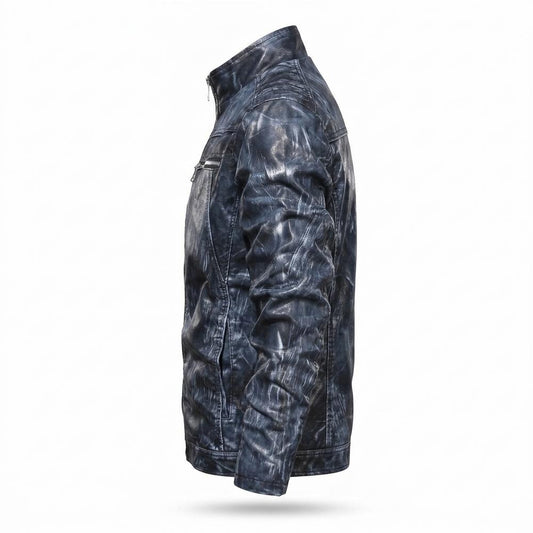 Gentleman Code - Euzud | Gewaschene Hochschließende Lederjacke Herren