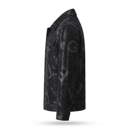 Gentleman Code - Muvom | Bedruckt Strukturiert Lederjacke Herren