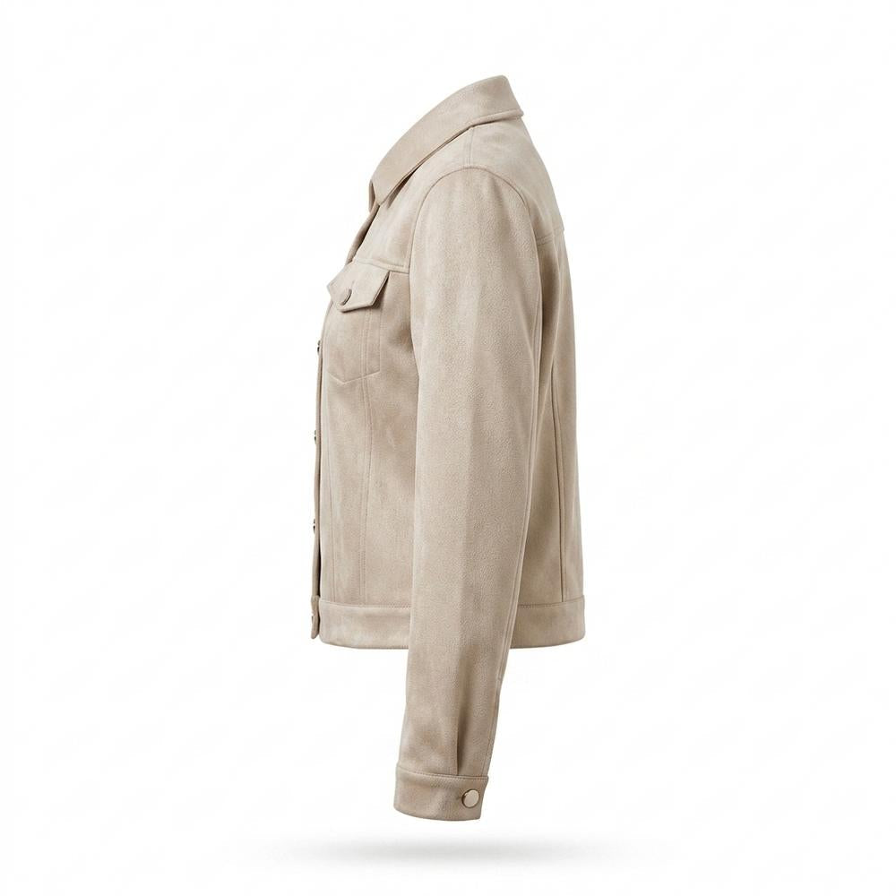 Gentleman Code - Zukir | Geknöpfte Kurz Geschnittene Wildleder-Jacke Damen